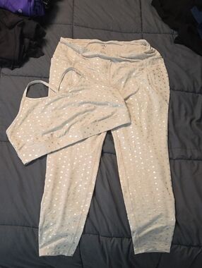 torrid Light Gray Metallic Star Crop Legging Set